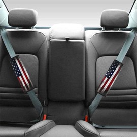 Quelytytrip American Flag Print Car Seat Belt Cover Pad for Men,Soft Comfortable Seatbelt Covers Set of 2