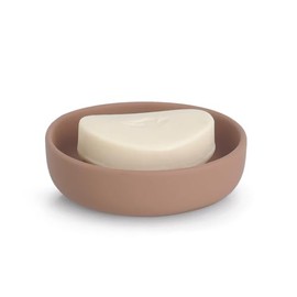 Zeller 18990 Soap Dish Ceramic Mocha Round Soap Dish with Nubs Non-Slip Soap Holder in Simple Design 11.2 x 3.3 cm