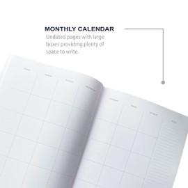 Monthly/Weekly Undated Year Long Planner, 8x10", durable, flexible and lightweight (Teal Diamonds)