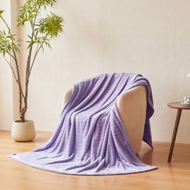 KORBLISS Super Soft Flannel Throw Blanket 50x60 Inches, Premium Gold Glitter Stripes Silky Fleece Lightweight Bed Blanket All Season Use, Light Purple, 50"x60"