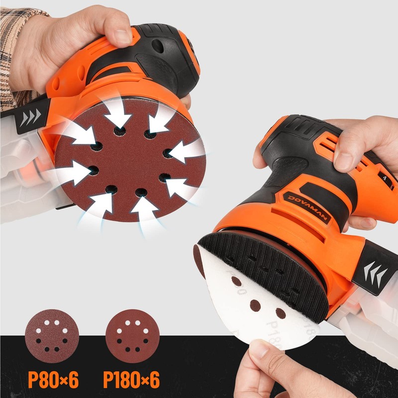 DOVAMAN ROS01A Orbital Sander, 3A Random Orbit Sander, 6 Variable