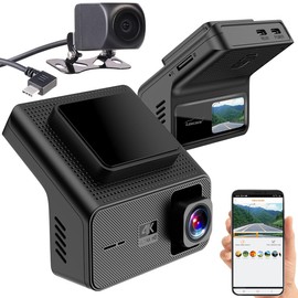 Lescars Autokameras Dashcam: 4K-UHD-Dashcam, GPS, 1,47"-IPS-Display, G-Sensor, Rückfahrkamera, App (mit Displays, Fahrzeug, Zigarettenanzünder)