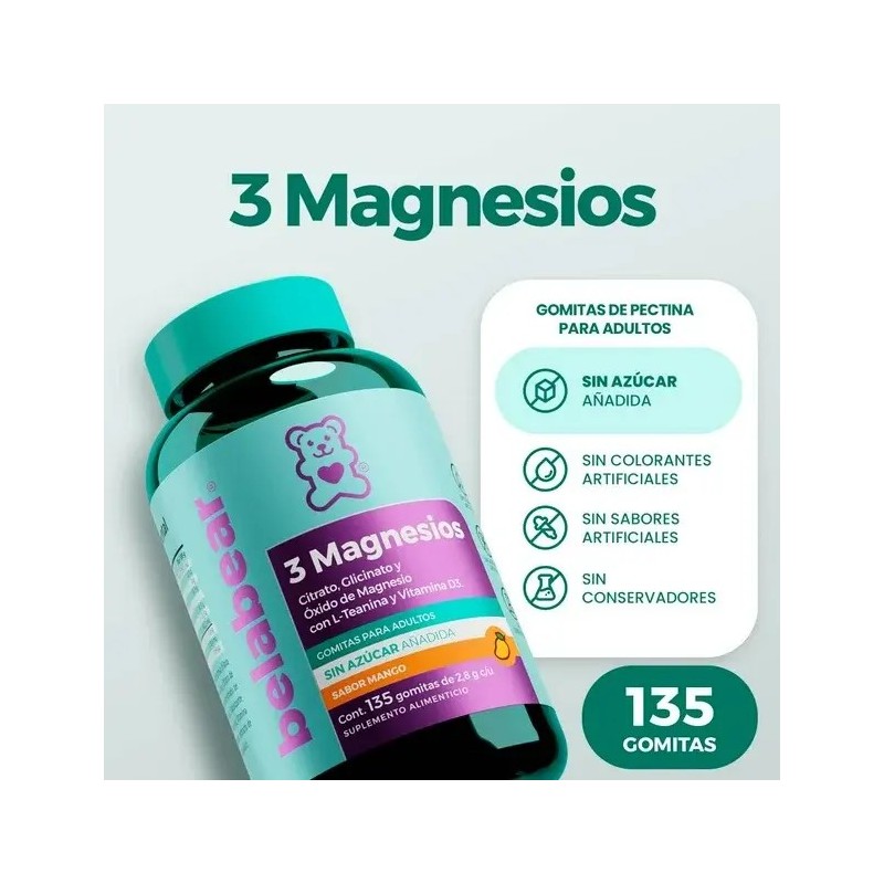 Belabear Suplemento Alimenticio 3 Magnesios 135 Pzas Mango