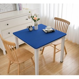 Wolkemer Fitted Square Tablecloth Spandex Stretch Blue Cocktail Table Cover Elastic Edge Table Topper Cap for Dining Wedding Party Picnic 34 x 34 Inch