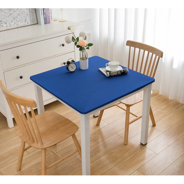 Wolkemer Fitted Square Tablecloth Spandex Stretch Blue Cocktail Table Cover