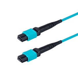 SpeedyFiberTX 1-Pack 3 Meter 12 Fiber Low Loss Non-Pinned MPO to MPO Fiber Trunk Cable, Type-B, OM3 Corning ClearCurve Fiber, Fire Retardant Plenum Cable Jacket | MTP Compatible