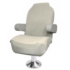 SKIPPER SEAT Boat Seat Cover - Microfiber, Quick-Dry, Universal Fit, Stylish Solid Grey Design for Captain's Chairs, Pontoon Towel Seat Covers