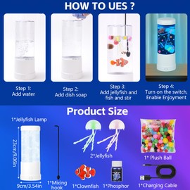Vicloon Jellyfish Lamp Lava Lamp, Aquarium Sensory Lights with 7 Change Colours Modes, USB Table Lamp for Bedroom Home Office Decor, Jelly Fish Light Lamp Gifts for Kids and Adults