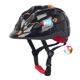 Atphfety Kids Toddler Bike Helmet, Adjustable Boys Girl Helmets from Baby to Children(Age 1-8), Multi Sports for Bicycle Skate Scooter with LED Light (Black astronauts, XS:47 cm - 52cm/18.5-20.5 inch)