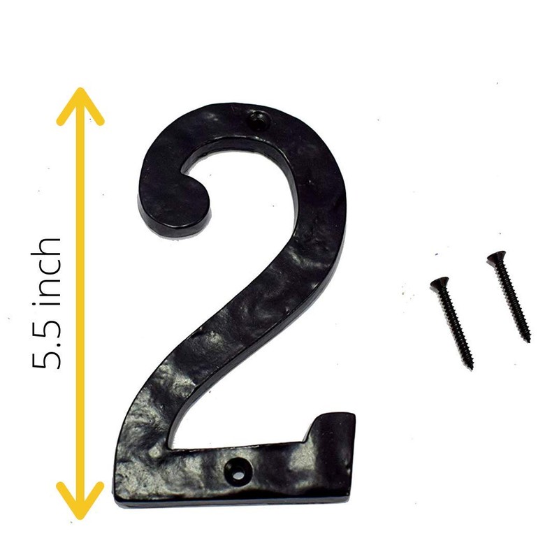 WIGANO 5.5"Hotel House Door Numbers Cast Iron Black (2 (Two))