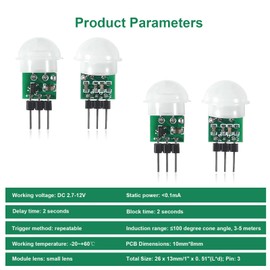 6PCS AM312 Mini Sensor Module Infrared Motion Automatic Detector DC 2.7 to 12V with 10pin Wire for Arduino