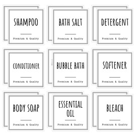 Segbeauty 18pcs Waterproof Labels, Self-Adhesive Bathroom Labels for Organizing, Removable Soap Dispenser Label Stickers Home Organization Laundry Labels Cleaning Labels for Plastic Glass Bottles