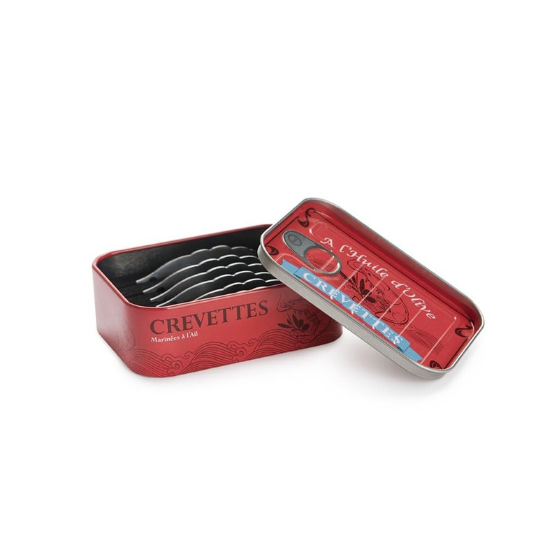 Balvi Fork Appetizer Conserverie Crevettes Retro Design Canned Shrimp Can/INOX