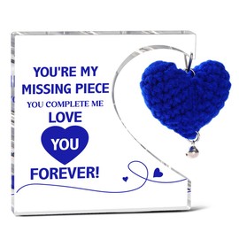 You're my Missing Piece Weaving Heart Acrylic Decor,I Love You Gifts for Him Boyfriend Husband,Birthday Gifts for Men Friend Brother Acrylic Desk Plaque