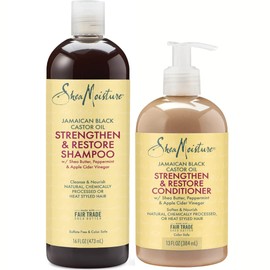 Shea Moisture Shampoo and Conditioner Set (24 Fl Oz Ea), Shea Moisture Jamaican Black Castor Oil Curly Hair Products, Shea Butter, Healthy Hair Growth, Shea Moisture Strengthen and Restore Set