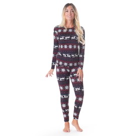 Rocky thermal underwear women long johns womens thermals top bottom set fleece lined under wear clothes base layer thermals women cold weather winter ski (Christmas Design - 3X-Large)