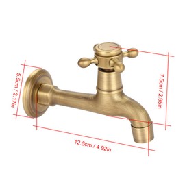 Zerodis G1/2 Vintage Brass Faucet Single Cold Tap for Kitchen Bathroom Sink Mop Pool Wall Mounted Brass Color 1 Hole Traditional Curvature