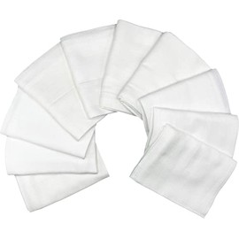 Clevere Kids Muslin Cloths, Burp Cloths, Muslin Nappies, Pack of 10, White, Premium Quality, 70 x 80 cm, Tested for Harmful Substances, Boil-Proof