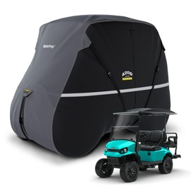 Rosefray Golf Cart Cover – Heavy-Duty 420D Oxford Fabric, Waterproof & Windproof Design – Fits Club Car, EZGO, Yamaha 2+2/4 Passenger Carts Black/Gray