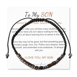 To My Son Bracelet Gifts for Boys Christmas Birthday Gift for Son Inspirational Morse Code Bracelets for Him Son Stepson Encouraging Gifts for Men Adjustable Son Motivational Bracelet