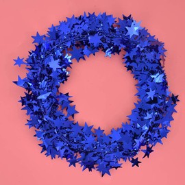 7.5 m Star Garland Assort Colour Tinsel Wreath for Christmas Tree Decoration for Home Wedding Party Ornament (Blue)