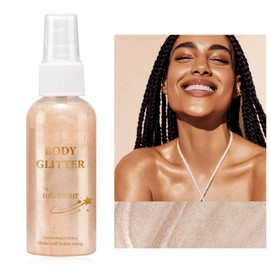 MAEPEOR Body Glitter Spray 4 Colors Quick-Drying and Non-Sticky Body Glitter Spray Moisturizing Bronze Body Shimmer for Face Hair Body (80ML, 02 Rose Gold)