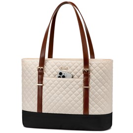 LOVEVOOK Women's Laptop Bag, Black / White / Brown