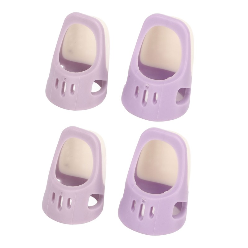 4 Pcs Silicone Thimble Purple Soft Elastic Finger Protector Finger