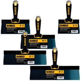 DEWALT Blue Steel Taping Knife 4-Pack | 8/10/12/14-Inches + FREE BONUS 6" Soft Grip Putty Knife | Soft Grip Handles| DXTT-3-162