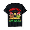 Summer Christmas in July Coconut Wearing Sunglass Santa Hat T-Shirt