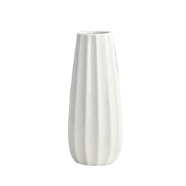 White Ceramic Ribbed Vases Decorative Flowers Vase Home Decor Centerpieces for Wedding Dinner Table Office Bedroom
