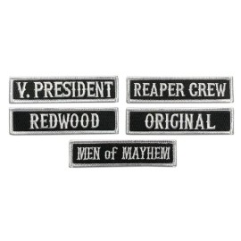 Officer Title Rank Vest Patches VP MC Biker Club Patch Set (5pc-iron on-RC9)
