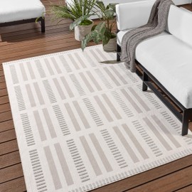Jaipur Living, Outdoor 8x10 Large Area Rug, Striped Gray Patio Rug
