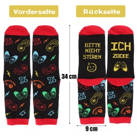 BETESSIN Funny Gaming Socks – Please Do Not Disturb I Zock – Fun Socks with Saying – Funny Gifts for Gamers – Gamer Gift for Men and Women for Birthday, Christmas and much more, red/black