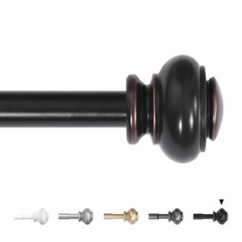 H.VERSAILTEX Curtain Rods for Windows 16.2 to 121.8 Inches 3/4 inch Diameter Adjustable Decorative Telescoping Curtain Rod with Brackets Heavy Duty Splicing Curtain Rods with Classic Finials, Black