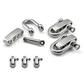 Set of 3 Stainless Steel Shackle Paracord Bracelets Cords with Adjustable Fastening in Silver – Brand Ganzoo