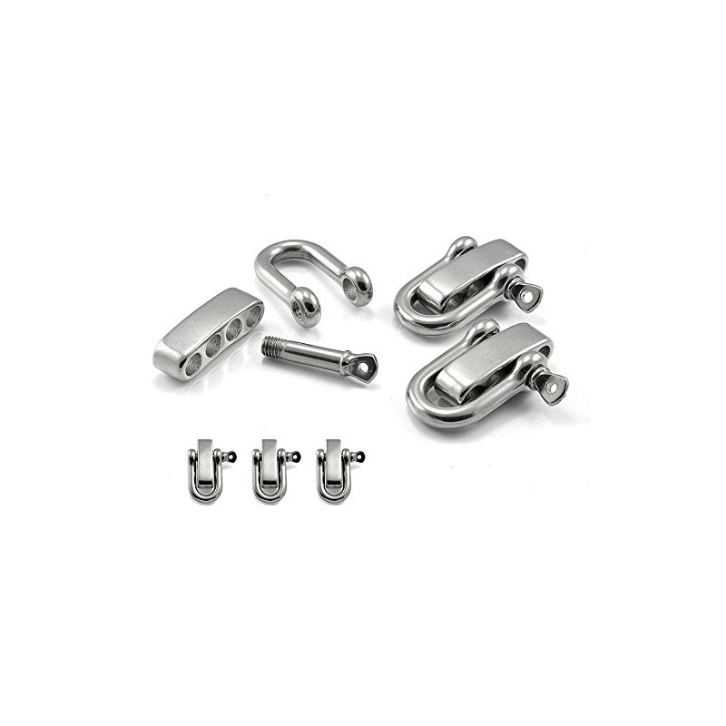 Set of 3 Stainless Steel Shackle Paracord Bracelets Cords with