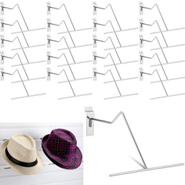 Zonon 20 Pack Slatwall Cowboy Hat Display Holder Western Cowboy Hat Display Rack Hooks Metal Slatwall Accessories Wall Mounted for Retail Shop Home Warehouse Organization (Silver)