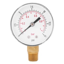 Mini Low Pressure Pressure Gauge BSPT Pressure Gauge for Fuel, Air, Oil or Water 0-15 psi / 0-1bar