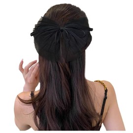 JKQBUX French tuFSLe pleated Large bow hair clips Barrette spring clip for women girls top clip Boutique hair accessories Wedding Bachelorette Party Decorations