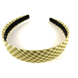 Fashion Accessories Now Green headband 1 1/8 inches wide gingham fabric covered hair band headband gingham plaid check