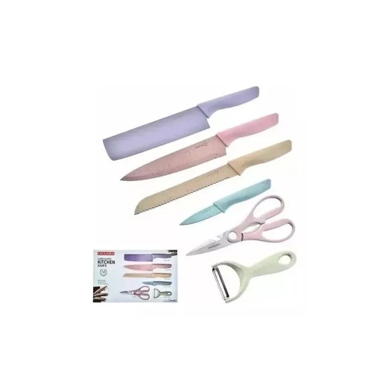 ML Cuchillos Cocina Profesionales Acero Inoxidable Color Pastel