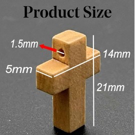 Generic 50 Small Wooden Crosses for Jewellery Making - 1.5mm Hole, Mini Wood Cross Charms Beads Pendants for Necklace, Keyring, DIY Craft Accessories, Christening Party Favors