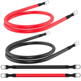 TUELETFU 4 AWG Battery Cable 4 Gauge Battery Cables 4AWG Battery Power Inverter Wires Cables with 3/8 inch Lugs for Solar Systems, RVs, Campers, Travel Trailers, Cars (1FT + 3FT)