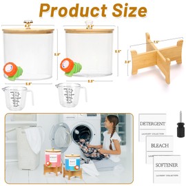 Laundry Detergent Dispenser, 2Pcs Laundry Soap Dispenser with Stand, Faucets Acrylic Laundry Detergent Container for Laundry Room Liquid Detergent, Bleach, Fabric Softener Organization and Storage