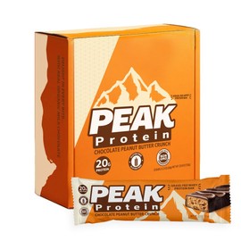 PEAK PROTEIN BARS - Chocolate Peanut Butter Crunch - Natural - Grass-Fed Whey - 20G Protein - Non-GMO - Gluten Free (12 Bars)