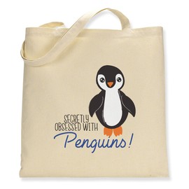 Make it Love it Sell It - Secretly obsessed with Penguins! - Canvas Tote Bag, Single Sided
