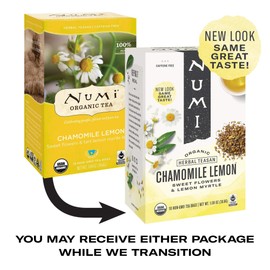 Numi Organic Tea Chamomile Lemon, 18 Count Box of Tea Bags (Pack of 6) Herbal Teasan
