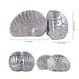 Brain Bookend, Decorative Brain Book End, Black Heavy Duty Bookshelf  Home Desktop BookshelvesColor: Silver, Size: one size