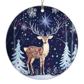 Reindeer Christmas Ornaments 2025, Scandinavian Christmas Decor Ornament, Dated Christmas Ornament 2025, Hanging Indoor Reindeer Christmas Decoration, Elegant Holiday Ornaments